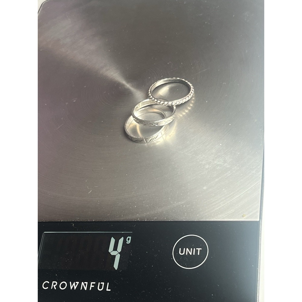 Sterling Silver Patterned Ring Stack, 3 Rings, 4g… - image 8